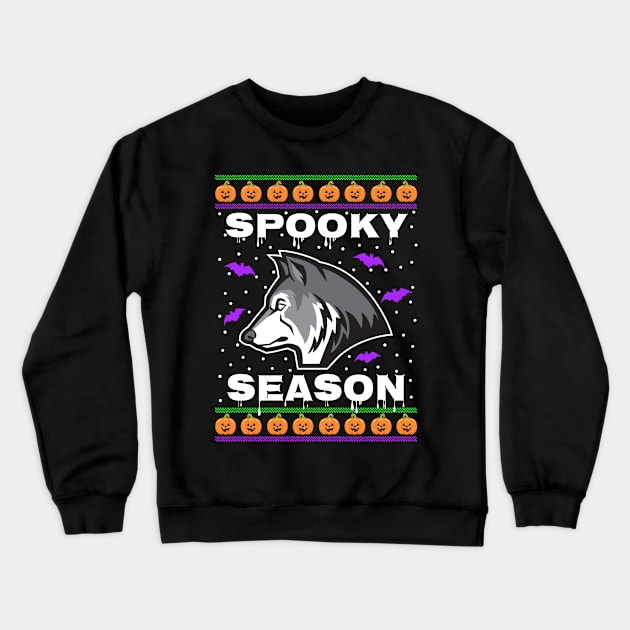 Spooky Season Wolf Crewneck Sweatshirt by SpookyWolves